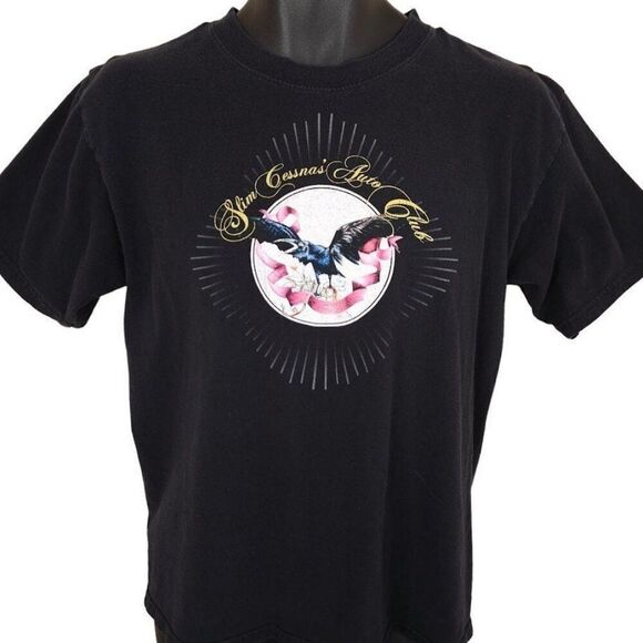 Vintage Slim Cessnas Auto Club T Shirt Mens Size Medium Black Y2K Cipher Country - Picture 1 of 6